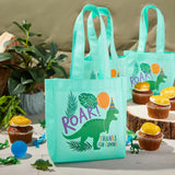 24-Pack Small Dinosaur Party Tote Bags with Handles for Kids