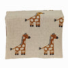 Ivory Giraffe Knitted Baby Blanket Off/White Animal Print Modern