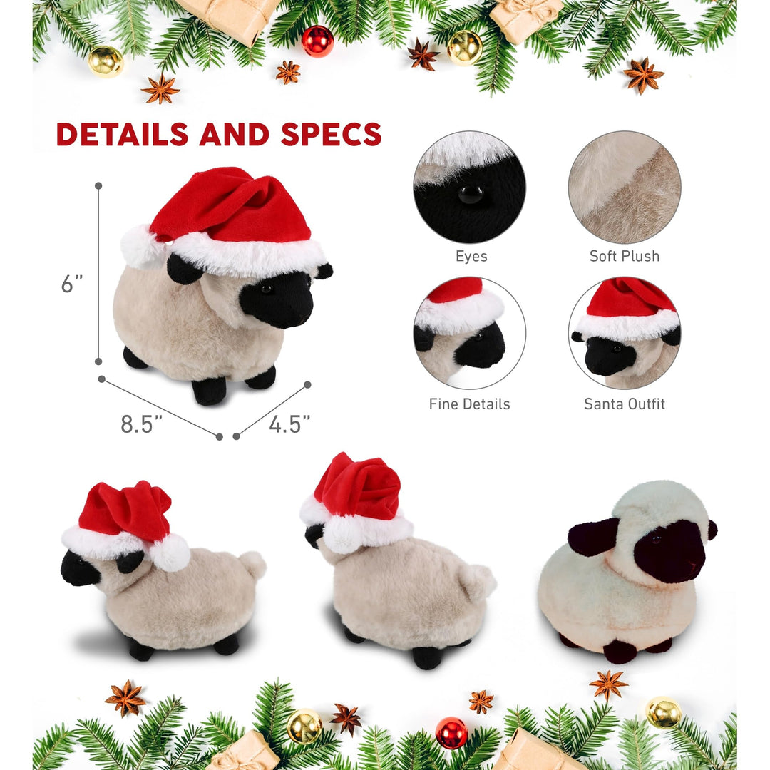 Santa Blacknose Sheep Stuffed Animal with Outfit 8.5 Inches Black