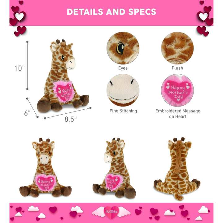 Plush Giraffe with Pink Heart 10 Inches Brown Orange