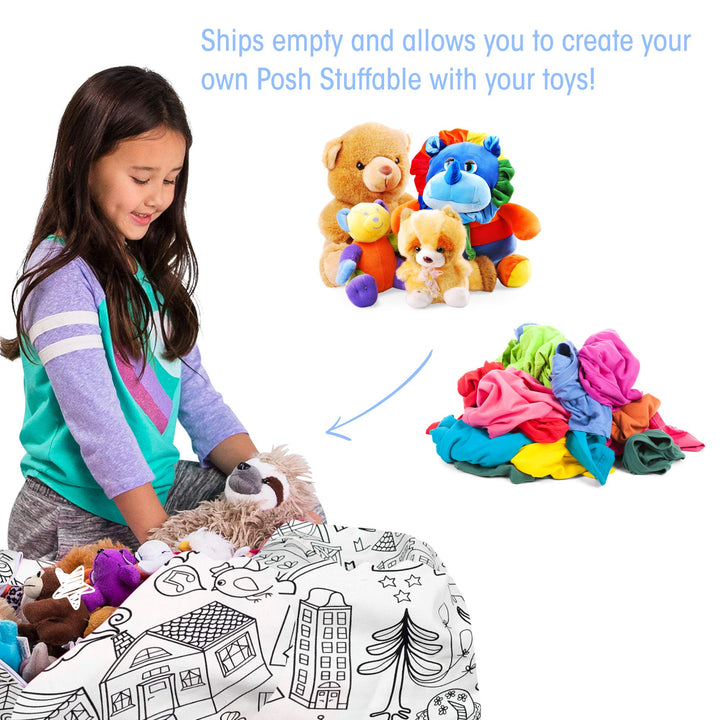 Posh Creations Stuffable Kids Stuffed Animal Storage Bean Bag Chair