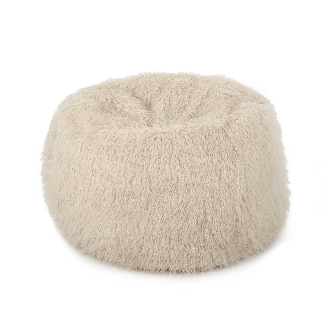 Rounded Fur Bean Bag with Softness and Comfort Brown Modern