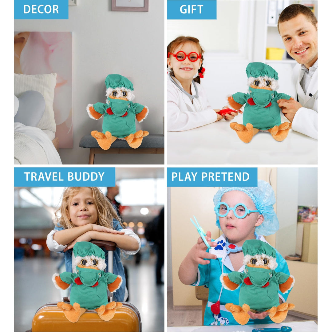 Sitting Rooster Doctor Plush with Cute Scrub Uniform and Cap 9