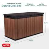 Keter Darwin 150 Gallon Resin Large Deck Box - Organization and