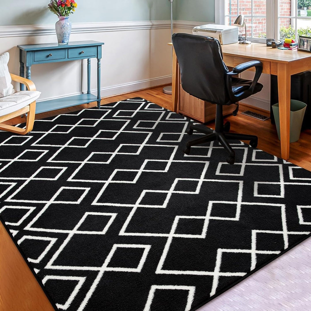 6x9 Feet Black Rug for Living Room Nursery Play Mat 6 Ft X 9 Multi