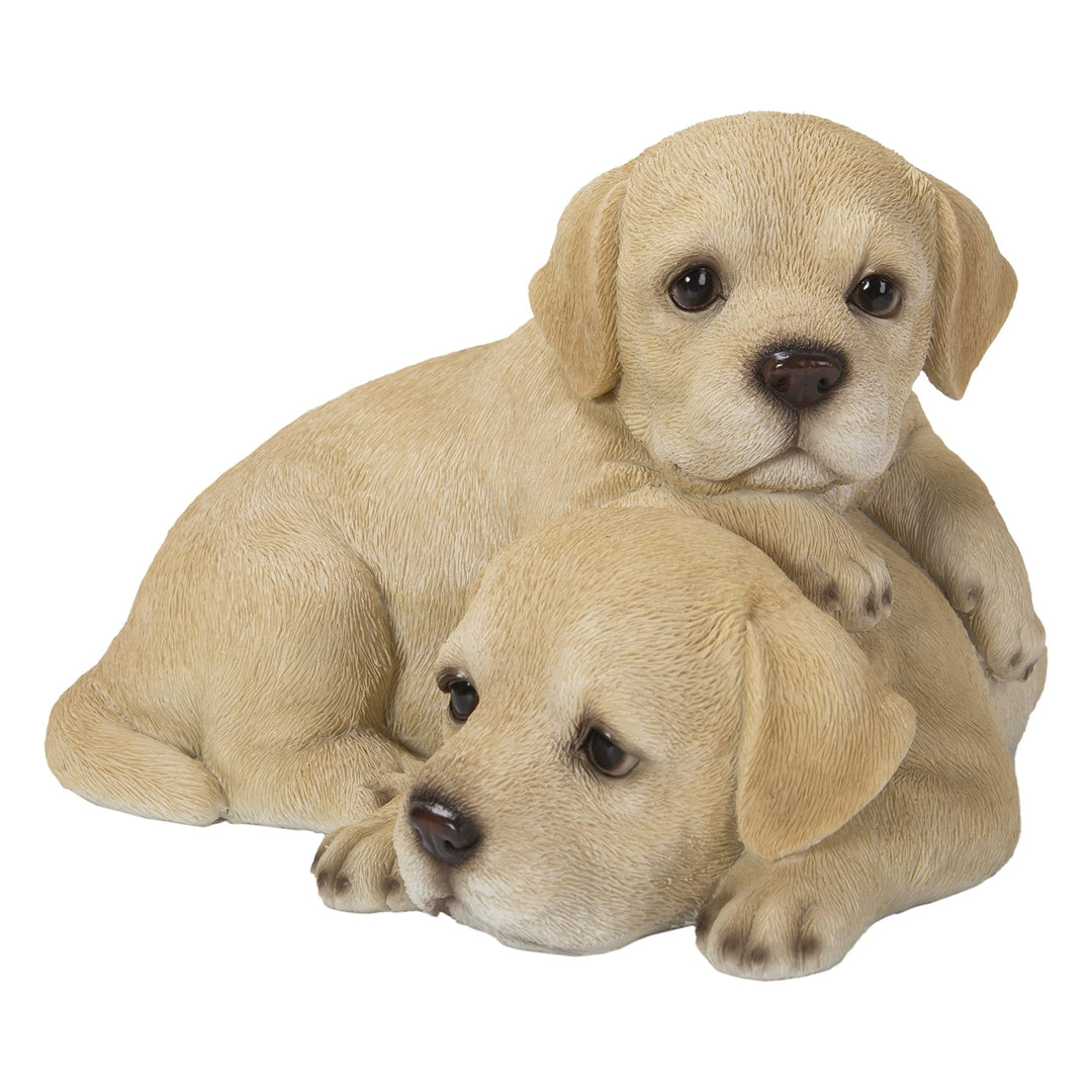 Baby Labradors Playing Ultra Realistic Garden Statue Multi Color