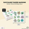 Succulent Paper Napkins for Birthday Party (6.5 in Pack) White Floral Square Bamboo