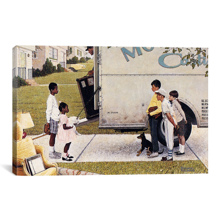 iCanvasART 1544 Moving in New Kids in The Neighborhood Canvas Print by Norman Rockwell, 26 by 18-Inch, 1.5-Inch Deep