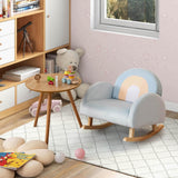 Toddler Rocking Chair Children's Upholstered Velvet Rocker Armchair Blue Modern Contemporary Wood