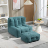 Fluffy Bean Bag Chair Lazy Sofa with Memory Foam and Ottoman Green