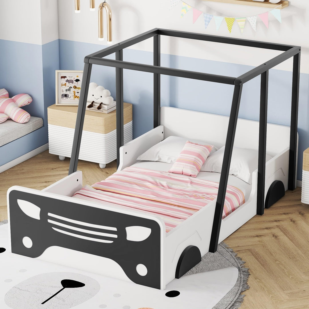 Twin Size Bed Kids Car-Shaped Black Mid-Century Modern Contemporary