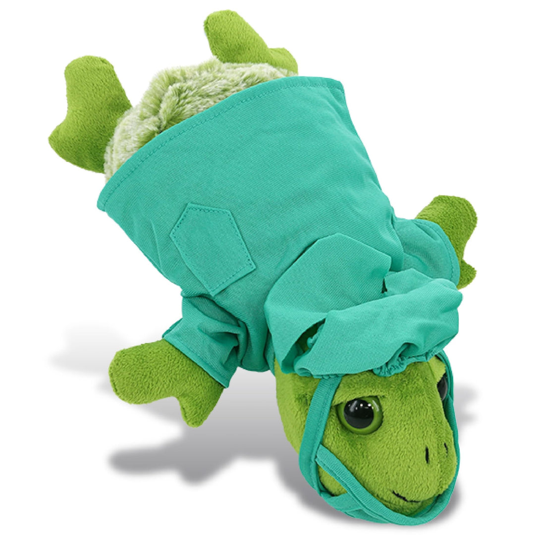 Sea Turtle Small Doctor Plush with Cute Scrub Uniform Cap 11 Inches Green Polyester