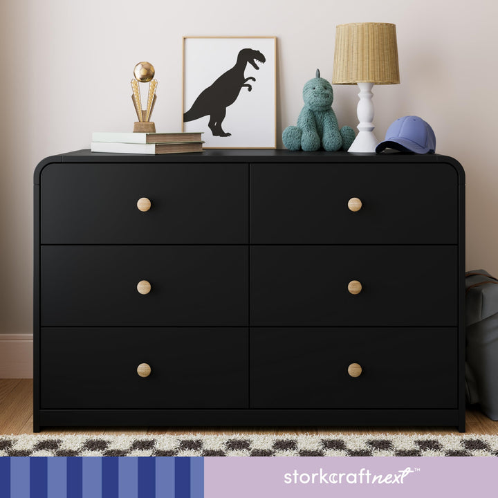 Storkcraft Santos 6 Drawer Dresser (Black) Dresser for Nursery