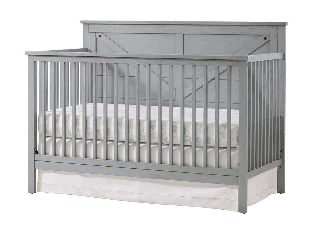 Oxford Baby Montauk 4-in-1 Convertible Crib, Farmhouse Gray, GreenGuard Gold Certified