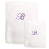 Authentic Hotel and Spa Sweet Kids 2-Piece White Turkish Cotton Bath and Hand Towel Set with Lavender Purple Monogrammed Initial White/Purple t