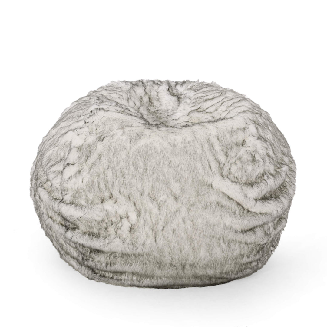 Christopher Knight Home Schley 5 Foot Bean Bag - Short Faux Fur - White/Gray