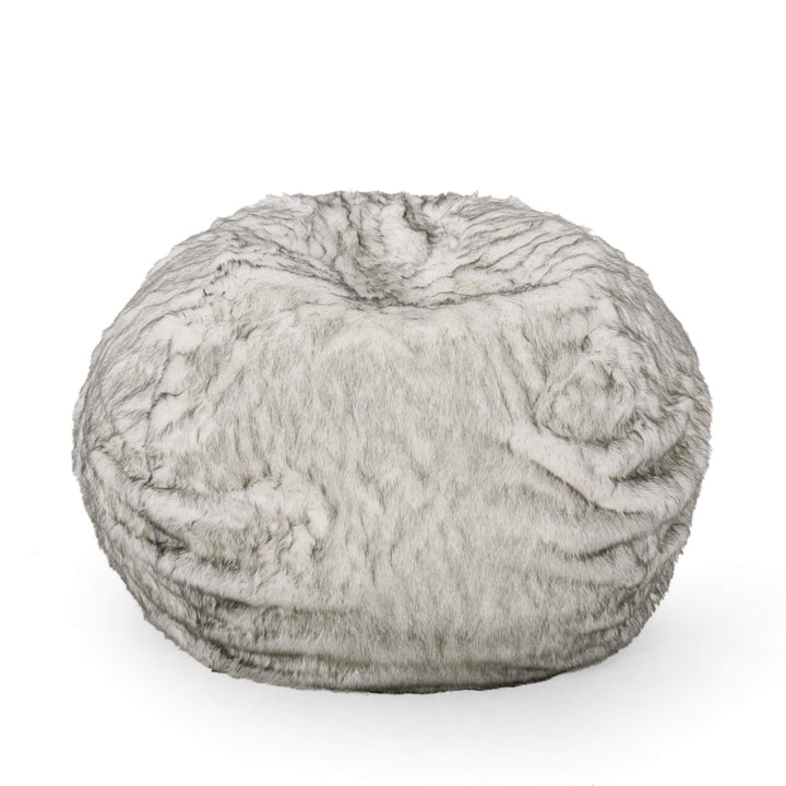 Christopher Knight Home Schley 5 Foot Bean Bag - Short Faux Fur - White/Gray