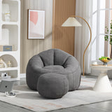 Bean Bag Sofa Chair Foam with Padded Padding and Footrest Grey