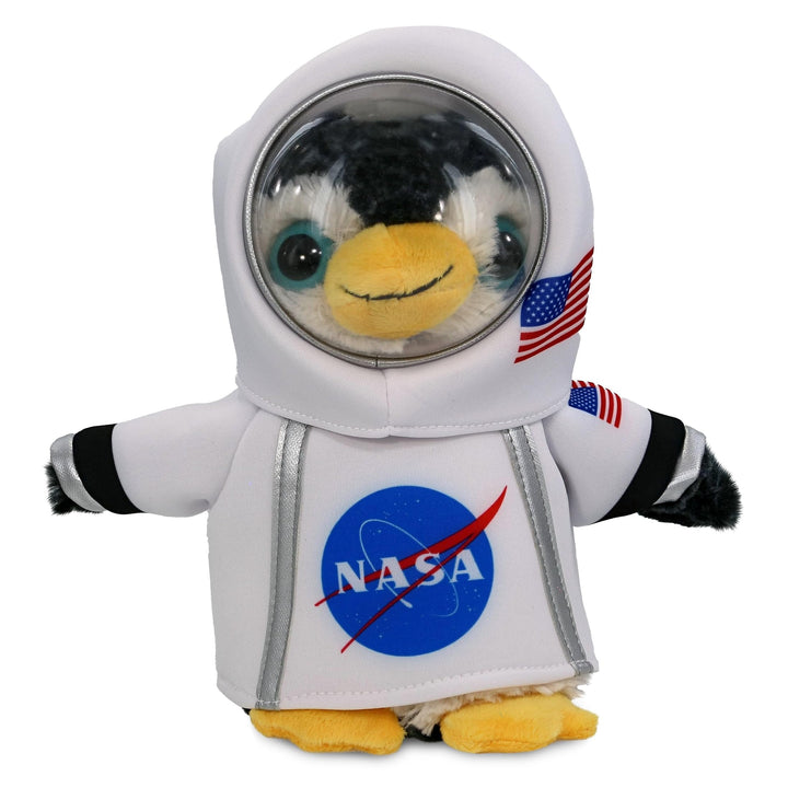 Marine Wild Penguin Astronaut Plush with Helmet and Suit 8 Inches Black White Yellow Polyester