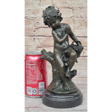 Small Child Girl Toddler Holding Basket of Grapes nze Sculpture