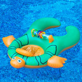 40" Green and Orange Turtle Baby Mom Inflatable Swimming Pool Seat