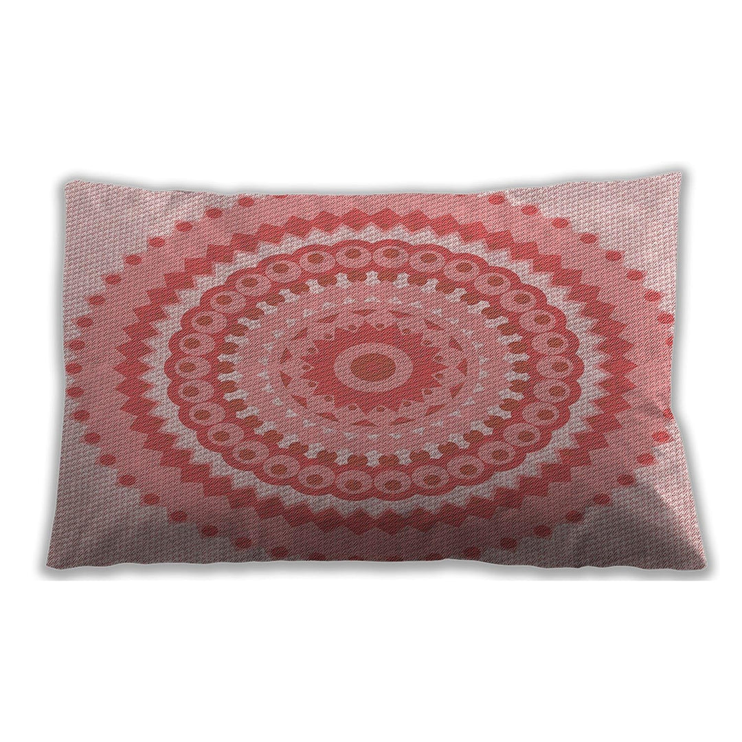 Patterned Indoor-Outdoor Baby Pink Lumbar Throw Pillow Abstract Modern Contemporary Chenille Single Removable Cover