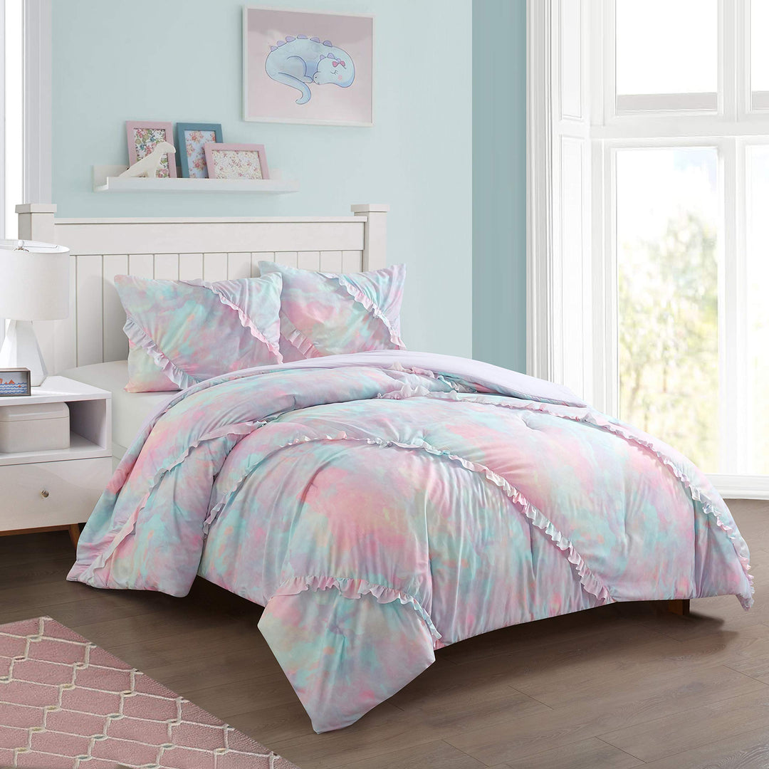 Heritage Kids Emelie Ruffle Comforter Set, Twin, Rainbow Pastel