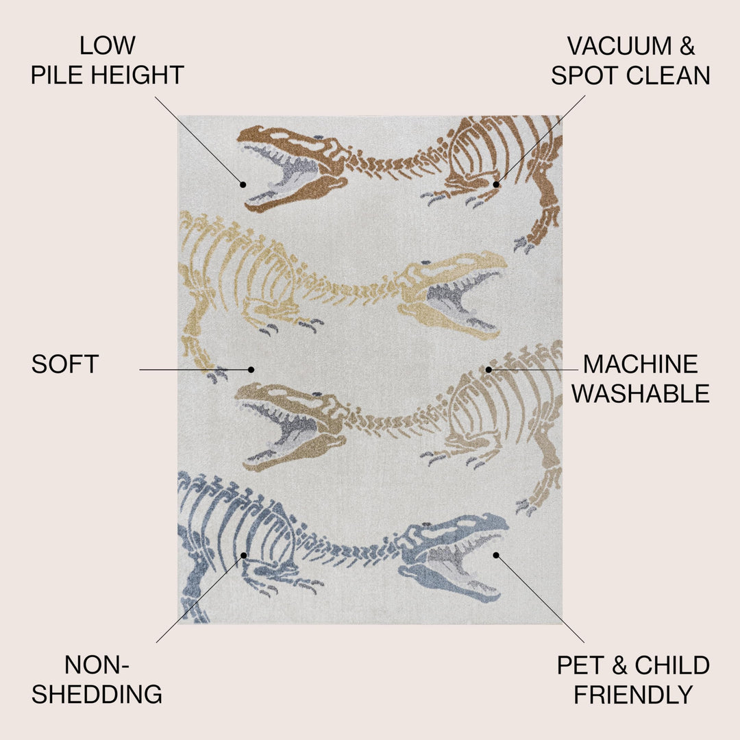 JONATHAN Y Duenas T-Rex Modern Kids Machine-Washable Area Rug