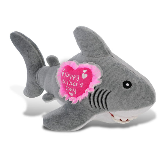 Soft Plush Shark with Pink Heart Message 12 Inches Grey Polyester