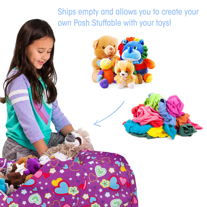 Posh Creations Stuffable Kids Stuffed Animal Storage Bean Bag Chair