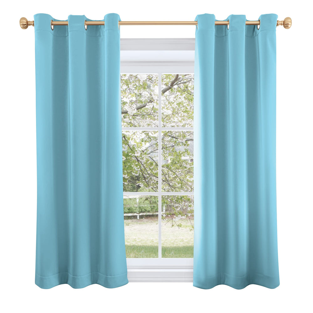 Sun Zero Riley Kids Bedroom Blackout Grommet Curtain Panel, 40" x 63", Surf Blue