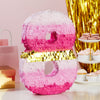 Small Pink and Gold Foil Number 8 Pinata for Kids 8th Birthday Party