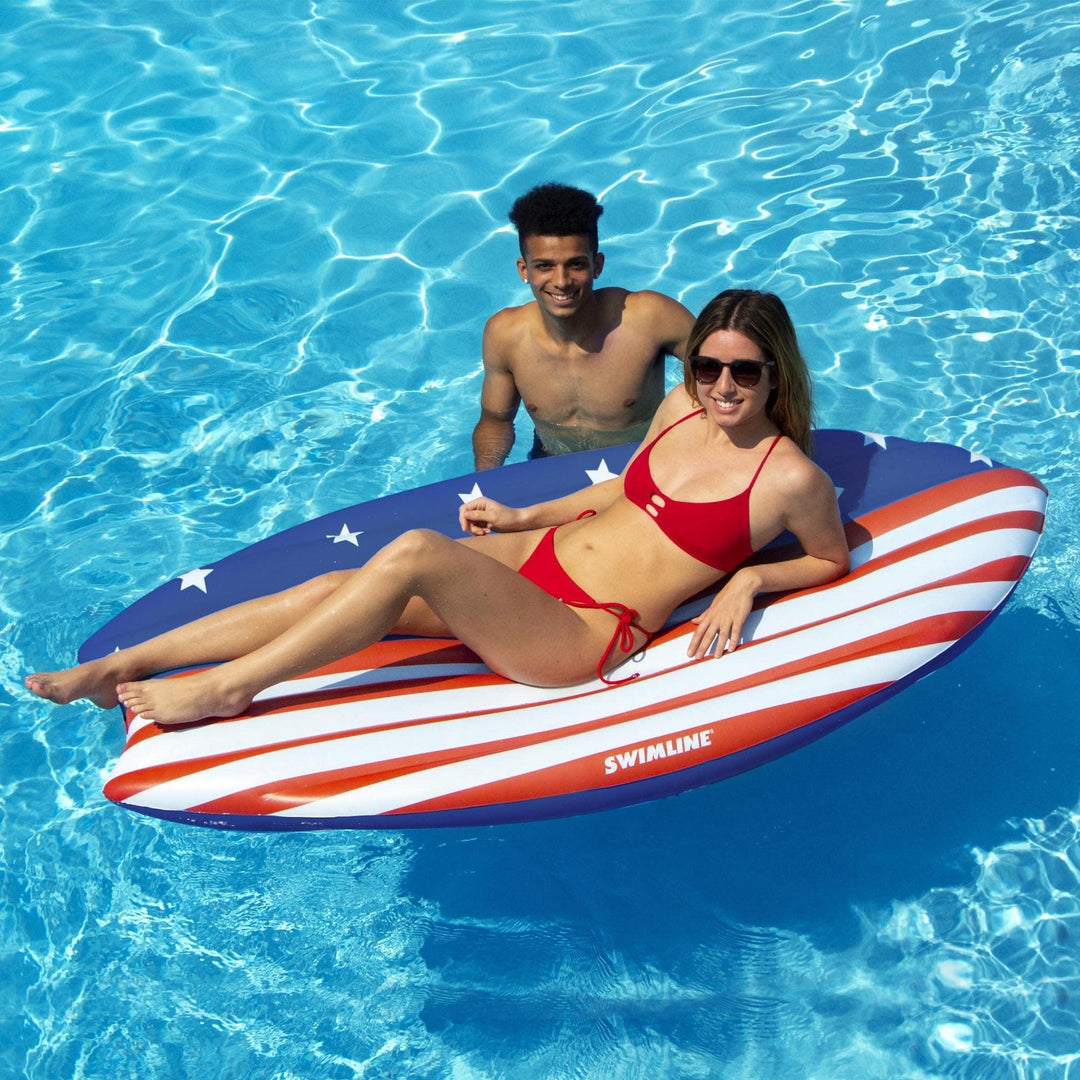 73" Surfboard Shaped Inflatable Swimming Pool Lounge Float Red