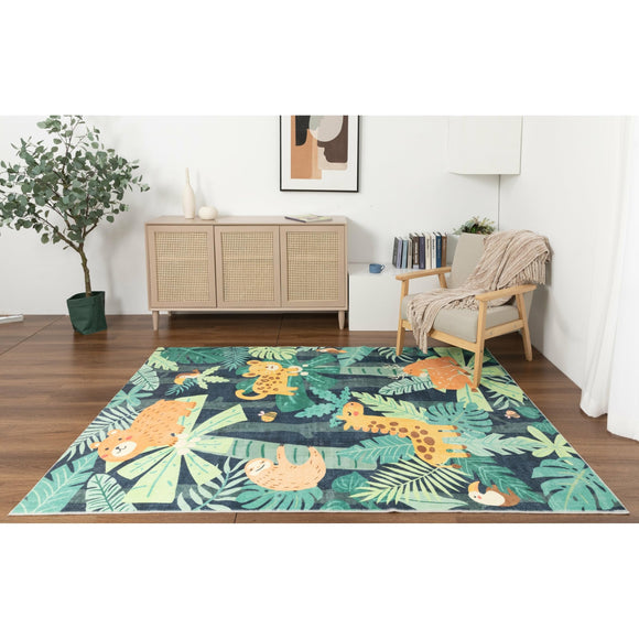 Kids Collection Explore The Jungle Trees Animals Area Rug 5'x'7' 5