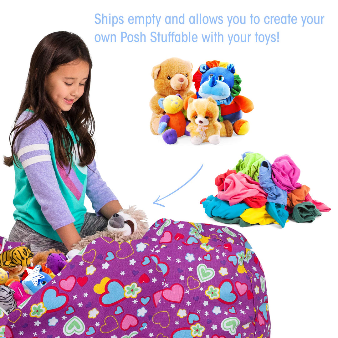 Posh Creations Stuffable Kids Stuffed Animal Storage Bean Bag Chair