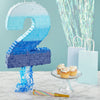 Number 2 Pull String Pinata for Boy 2nd Birthday Party Blue (16.5 X