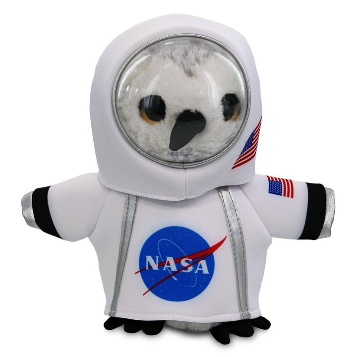 Owl Bird Astronaut Plush Toy with Space Helmet and Suit 8.5 Inches White Polyester