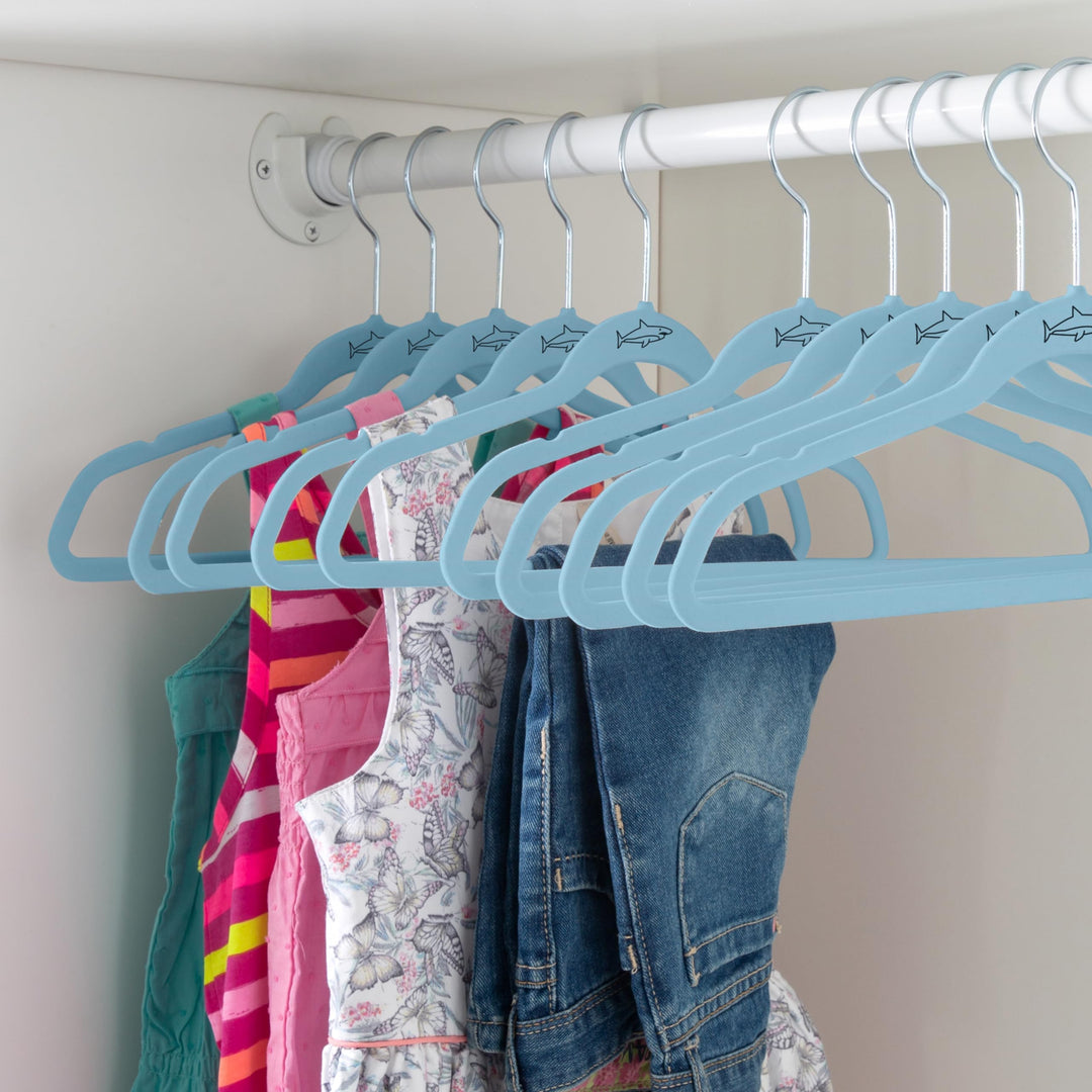 Simplify 100 Pack Kids Velvet Hangers | Slim | Non-Slip Design | Space