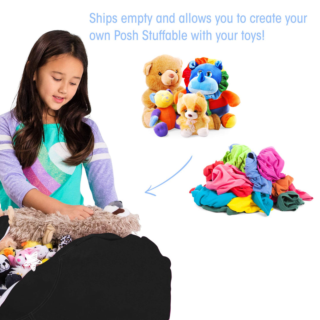 Posh Creations Stuffable Kids Stuffed Animal Storage Bean Bag Chair