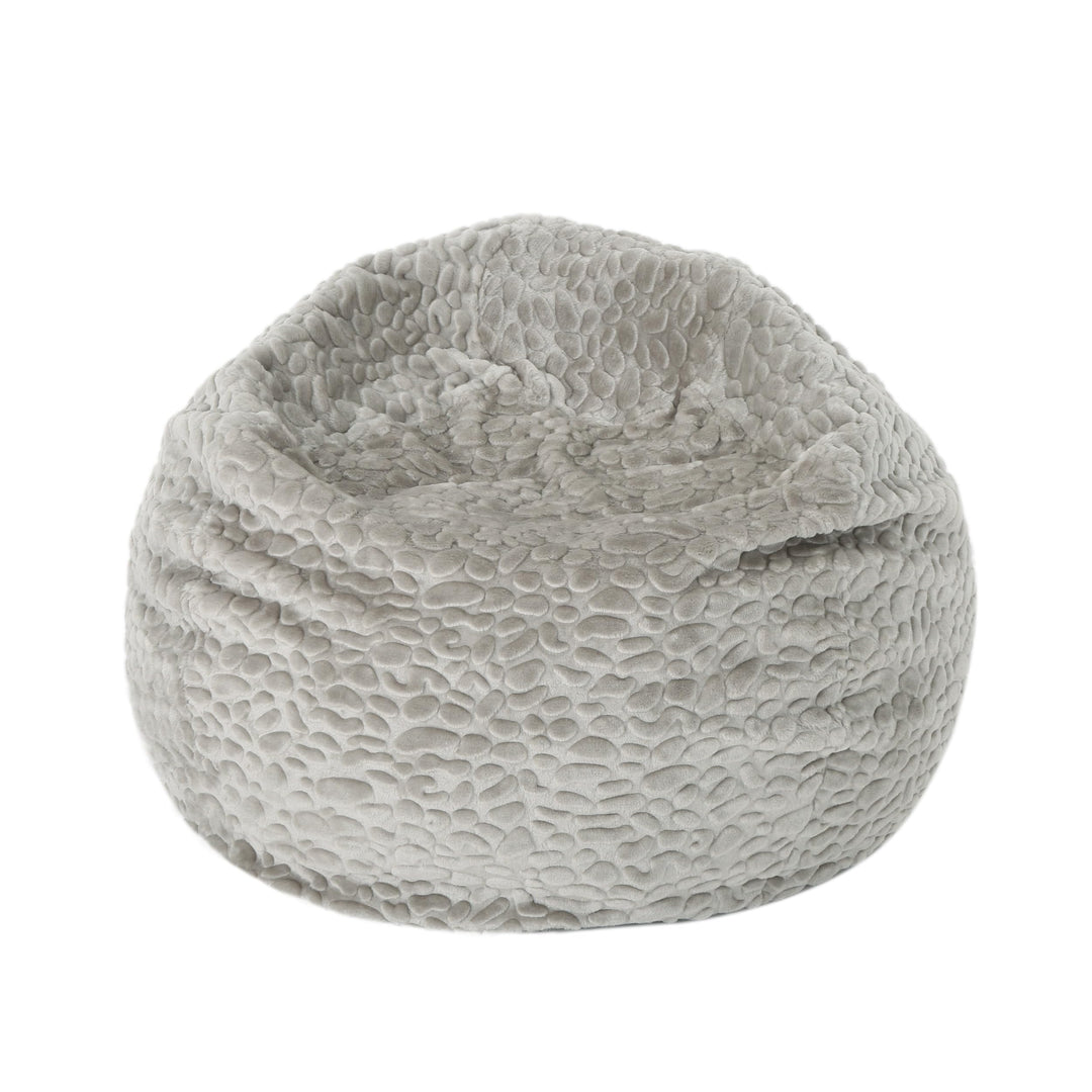 Rounded Fur Bean Bag with Softness and Comfort Grey Modern