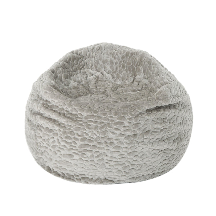 Rounded Fur Bean Bag with Softness and Comfort Grey Modern