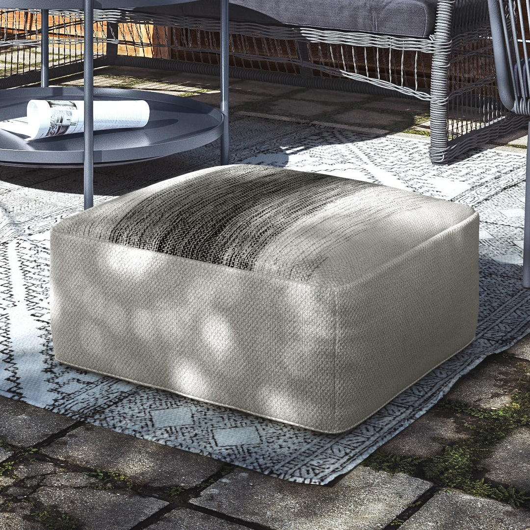 SIMPLIHOME Sabella 20 Inch Boho Square Woven Outdoor/ Indoor Pouf in