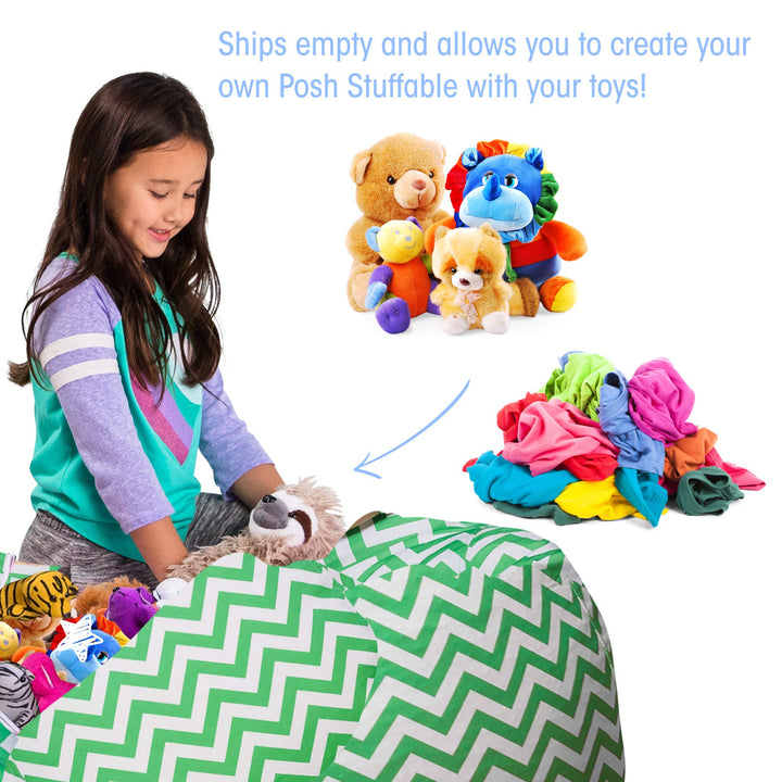 Posh Creations Stuffable Kids Stuffed Animal Storage Bean Bag Chair