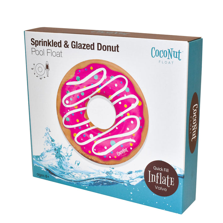 Coconut Outdoor Sprinkled & Glazed Pink Donut Pool Float -