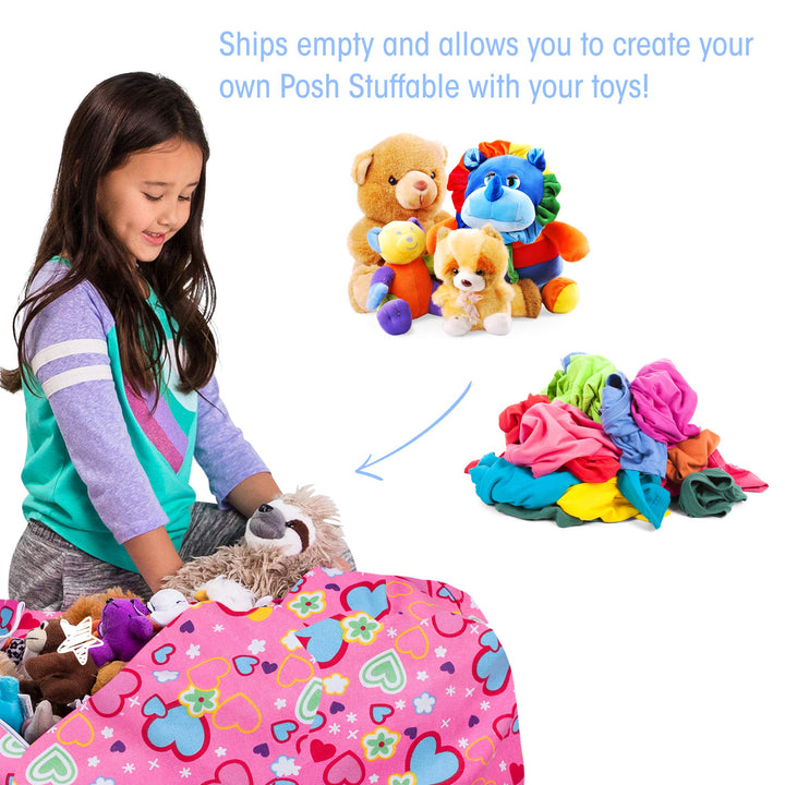 Posh Creations Stuffable Kids Stuffed Animal Storage Bean Bag Chair