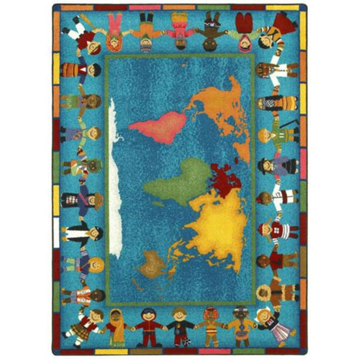 Joy Carpets Hands Around the World Kids Area Rug Size - 5 ft. 4 in.