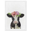 Olivia's Easel 'Floral Cow'kids Wall Art Framed Print Farm White