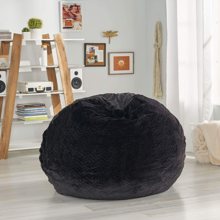 Schley Modern Glam 5 Foot Short Faux Fur Bean Bag by Christopher Knight Home