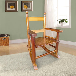 Oak Wood Outdoor Rocking Chair Suitable for Kids Brown