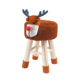 AC Pacific Woodland Deer Stool for Kids, Animal Themed Wooden Ottoman Chair with Soft Plush Fabric, Sturdy Pine Wood Legs, Ideal for Playrooms, Nurseries or Living Rooms, Cinnamon